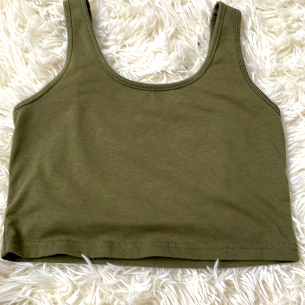 A olive green tank top